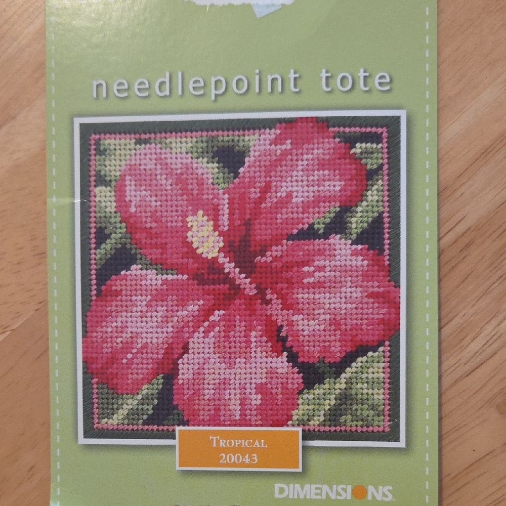 Dimensions Tropical Needlepoint Tote Kit - Pink and Green